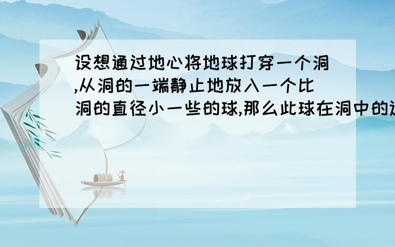 设想通过地心将地球打穿一个洞,从洞的一端静止地放入一个比洞的直径小一些的球,那么此球在洞中的运动情况如何?试加以分析说明.是有关万有引力的高一物理题