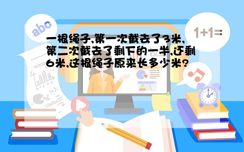 一根绳子,第一次截去了3米,第二次截去了剩下的一半,还剩6米,这根绳子原来长多少米?