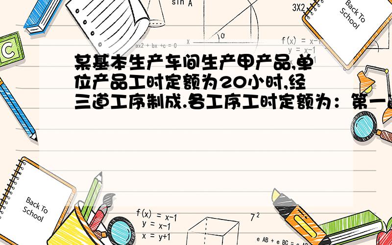 某基本生产车间生产甲产品,单位产品工时定额为20小时,经三道工序制成.各工序工时定额为：第一道工序4小时,第二道工序8小时,第三道工序8小时.各工序均按50%的完工程度计算.本月完工产品1