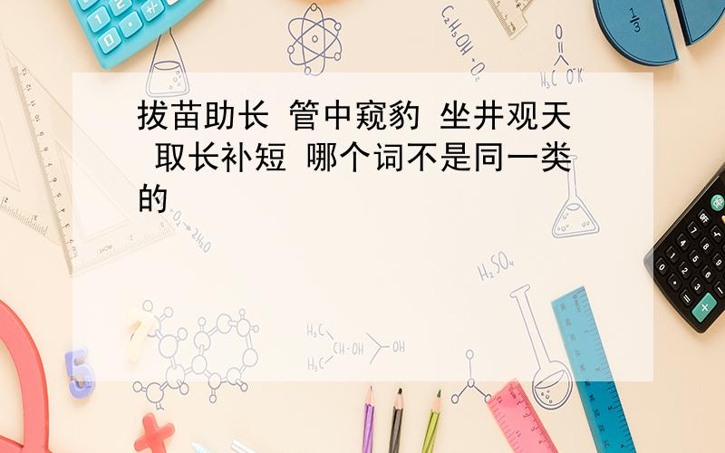 拔苗助长 管中窥豹 坐井观天 取长补短 哪个词不是同一类的