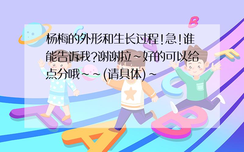 杨梅的外形和生长过程!急!谁能告诉我?谢谢拉~好的可以给点分哦~~(请具体)~