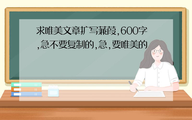 求唯美文章扩写蒹葭,600字,急不要复制的,急,要唯美的