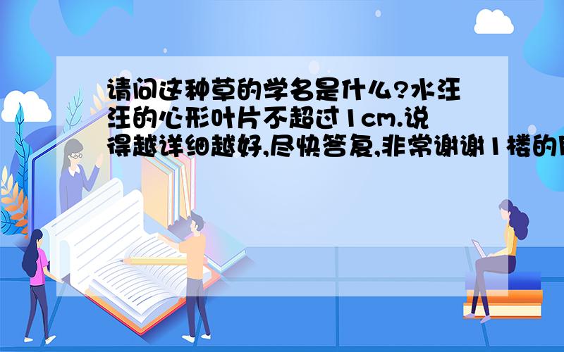 请问这种草的学名是什么?水汪汪的心形叶片不超过1cm.说得越详细越好,尽快答复,非常谢谢1楼的朋友,可是还有个新问题：前面介绍说：这是一种营养丰富的野菜资源,食用部分为嫩梢,其味似