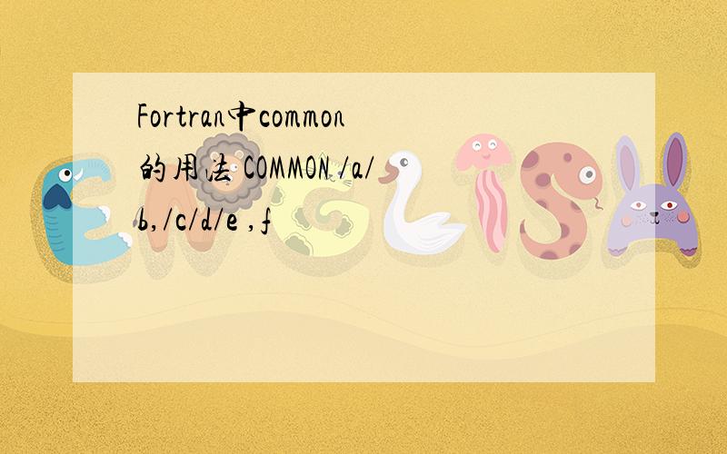 Fortran中common的用法 COMMON /a/b,/c/d/e ,f