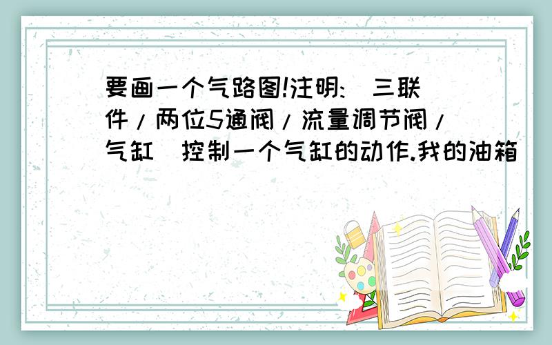 要画一个气路图!注明:(三联件/两位5通阀/流量调节阀/气缸)控制一个气缸的动作.我的油箱