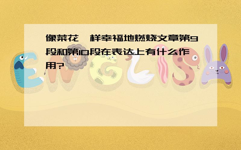 像菜花一样幸福地燃烧文章第9段和第10段在表达上有什么作用?