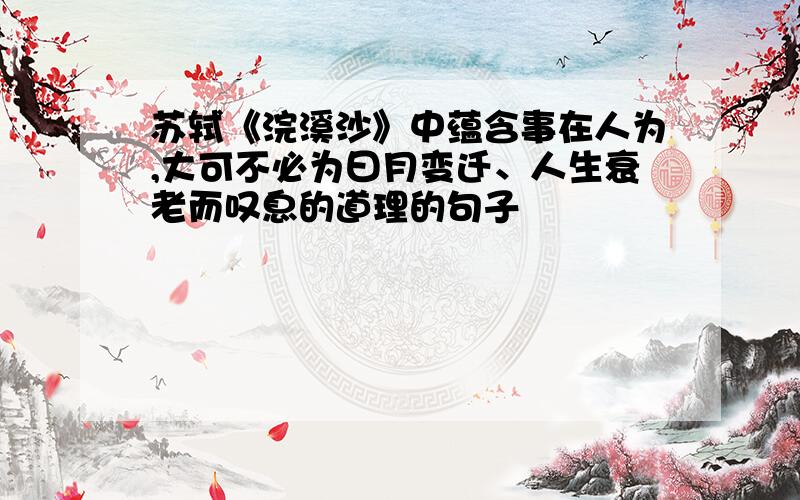 苏轼《浣溪沙》中蕴含事在人为,大可不必为曰月变迁、人生衰老而叹息的道理的句子