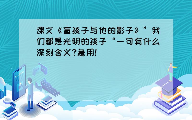 课文《盲孩子与他的影子》”我们都是光明的孩子“一句有什么深刻含义?急用!