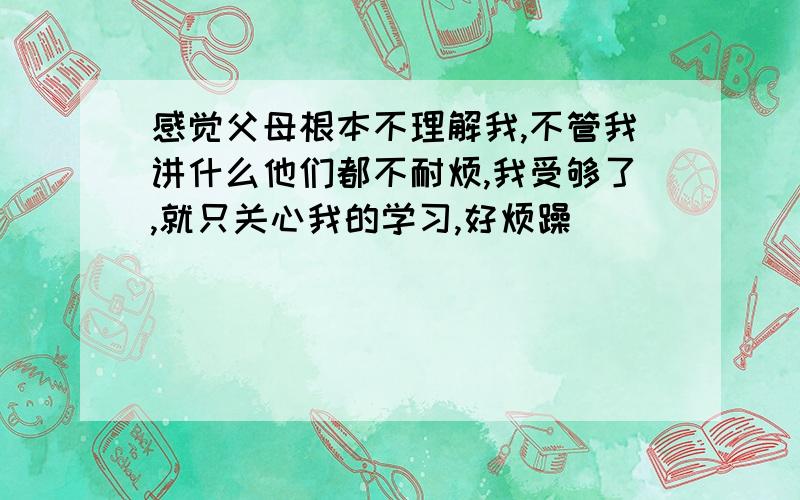 感觉父母根本不理解我,不管我讲什么他们都不耐烦,我受够了,就只关心我的学习,好烦躁