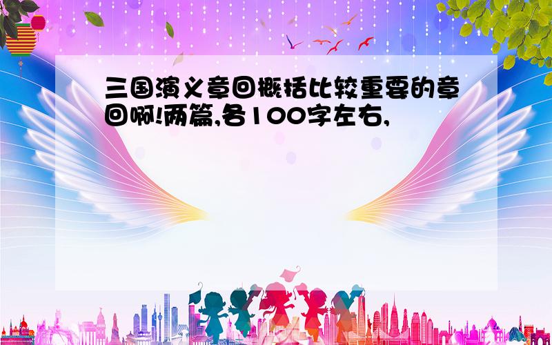 三国演义章回概括比较重要的章回啊!两篇,各100字左右,