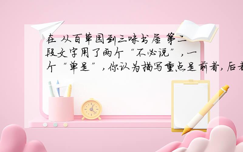 在 从百草园到三味书屋 第二段文字用了两个“不必说”,一个“单是”,你认为描写重点是前者,后者?理由