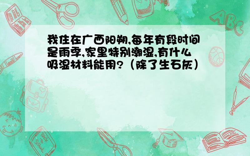 我住在广西阳朔,每年有段时间是雨季,家里特别潮湿,有什么吸湿材料能用?（除了生石灰）