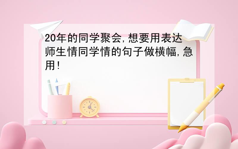 20年的同学聚会,想要用表达师生情同学情的句子做横幅,急用!