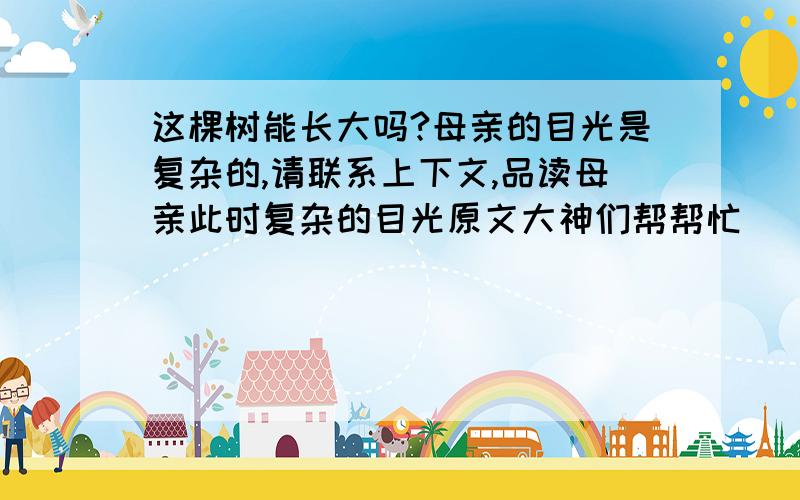 这棵树能长大吗?母亲的目光是复杂的,请联系上下文,品读母亲此时复杂的目光原文大神们帮帮忙