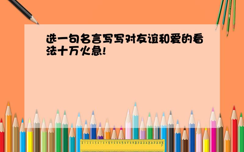 选一句名言写写对友谊和爱的看法十万火急!