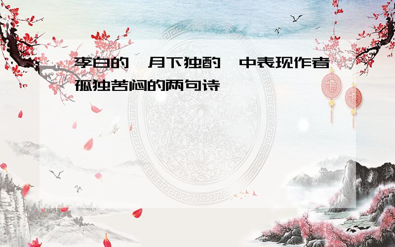 李白的《月下独酌》中表现作者孤独苦闷的两句诗