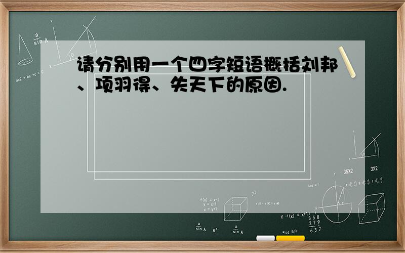 请分别用一个四字短语概括刘邦、项羽得、失天下的原因.