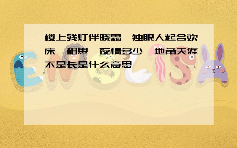 楼上残灯伴晓霜,独眼人起合欢床,相思一夜情多少,地角天涯不是长是什么意思