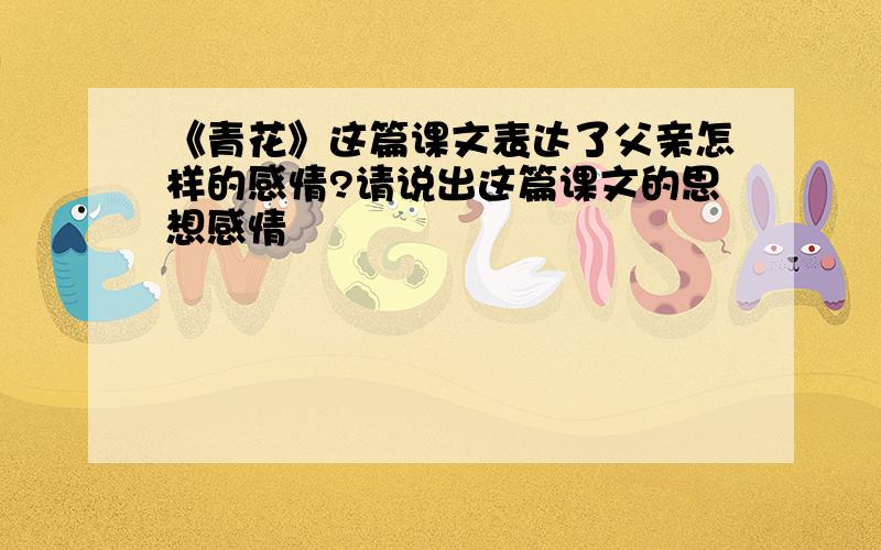 《青花》这篇课文表达了父亲怎样的感情?请说出这篇课文的思想感情