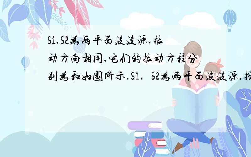 S1,S2为两平面波波源,振动方向相同,它们的振动方程分别为和如图所示,S1、S2为两平面波波源,振动方向相同,它们的振动方程分别为和 ,它们发出的波在P点相遇而叠加,图中r1=0.4m,r2=0.45m,两波的