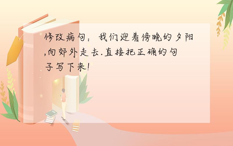 修改病句：我们迎着傍晚的夕阳,向郊外走去.直接把正确的句子写下来!