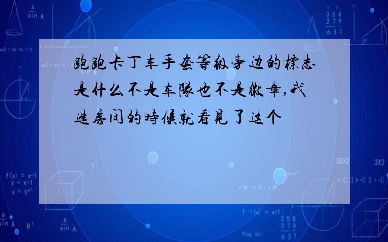 跑跑卡丁车手套等级旁边的标志是什么不是车队也不是徽章,我进房间的时候就看见了这个