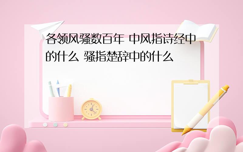 各领风骚数百年 中风指诗经中的什么 骚指楚辞中的什么