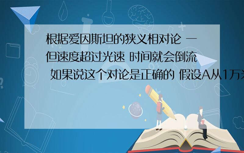 根据爱因斯坦的狭义相对论 一但速度超过光速 时间就会倒流 如果说这个对论是正确的 假设A从1万米的地方跳下 速度超过光速(是假设,10点开始跳的 但是根据他的理论 时间倒流了.摔下去的