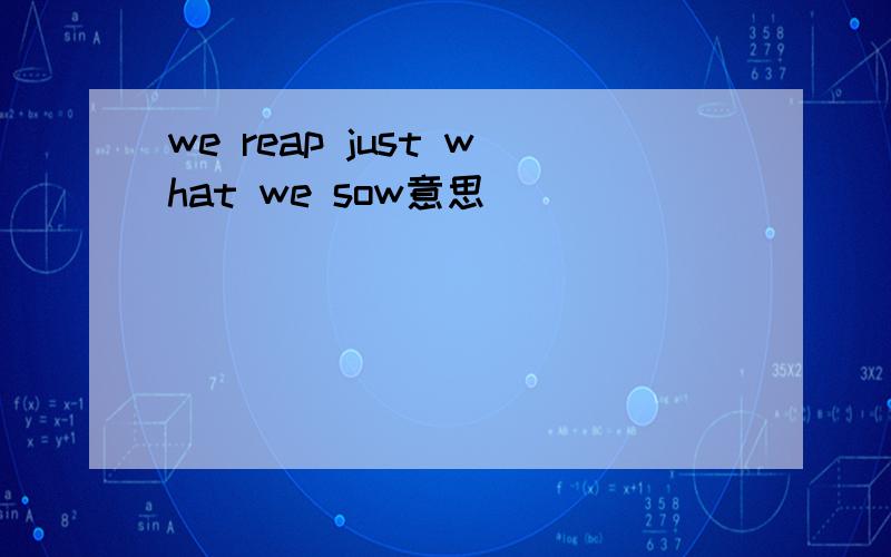 we reap just what we sow意思