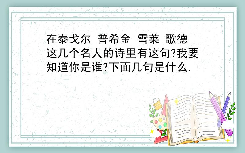 在泰戈尔 普希金 雪莱 歌德这几个名人的诗里有这句?我要知道你是谁?下面几句是什么.