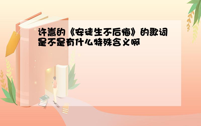 许嵩的《安徒生不后悔》的歌词是不是有什么特殊含义啊