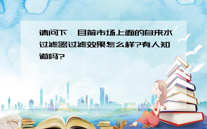 请问下,目前市场上面的自来水过滤器过滤效果怎么样?有人知道吗?