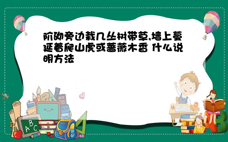 阶砌旁边栽几丛树带草,墙上蔓延着爬山虎或蔷薇木香 什么说明方法