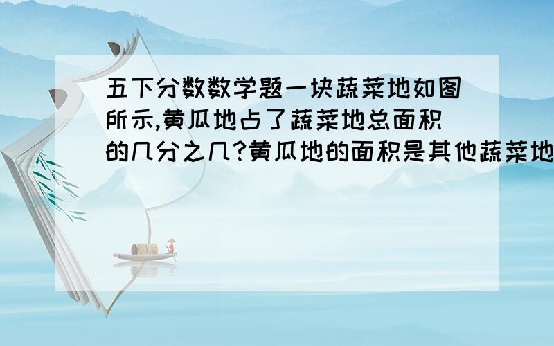 五下分数数学题一块蔬菜地如图所示,黄瓜地占了蔬菜地总面积的几分之几?黄瓜地的面积是其他蔬菜地面积的几分之几?（没有图,根据我说的画一下,一个长方形,面积是35公顷,这个长方形就是