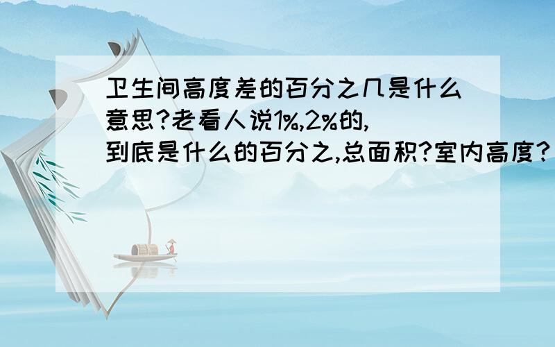 卫生间高度差的百分之几是什么意思?老看人说1%,2%的,到底是什么的百分之,总面积?室内高度?