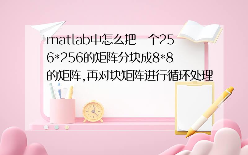 matlab中怎么把一个256*256的矩阵分块成8*8的矩阵,再对块矩阵进行循环处理