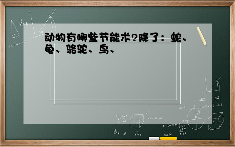 动物有哪些节能术?除了：蛇、龟、骆驼、鸟、