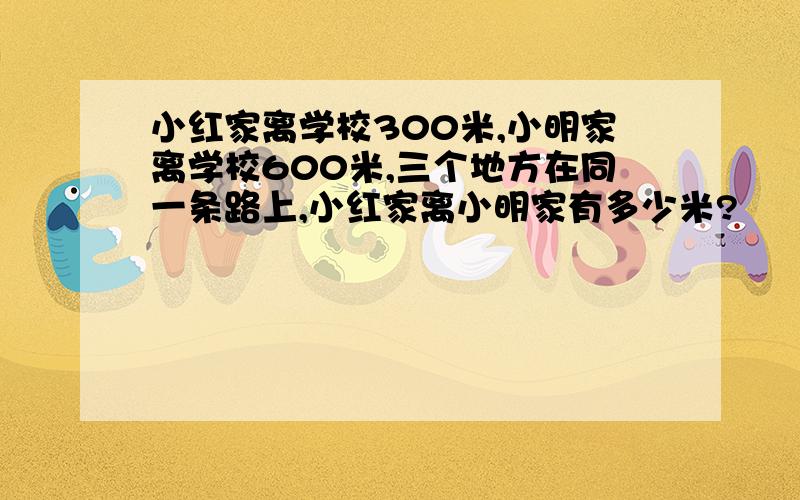 小红家离学校300米,小明家离学校600米,三个地方在同一条路上,小红家离小明家有多少米?