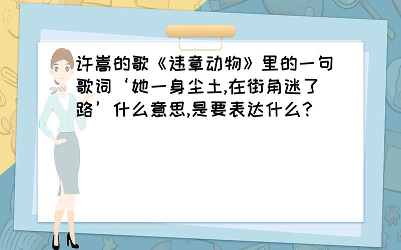 许嵩的歌《违章动物》里的一句歌词‘她一身尘土,在街角迷了路’什么意思,是要表达什么?