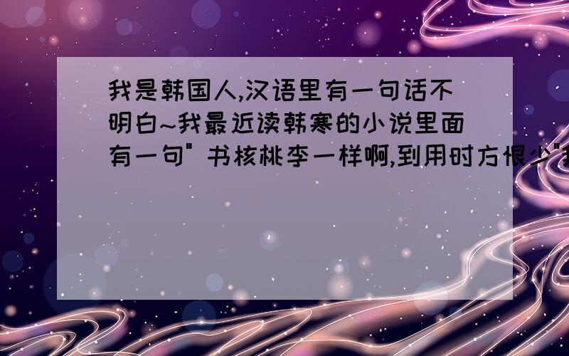 我是韩国人,汉语里有一句话不明白~我最近读韩寒的小说里面有一句