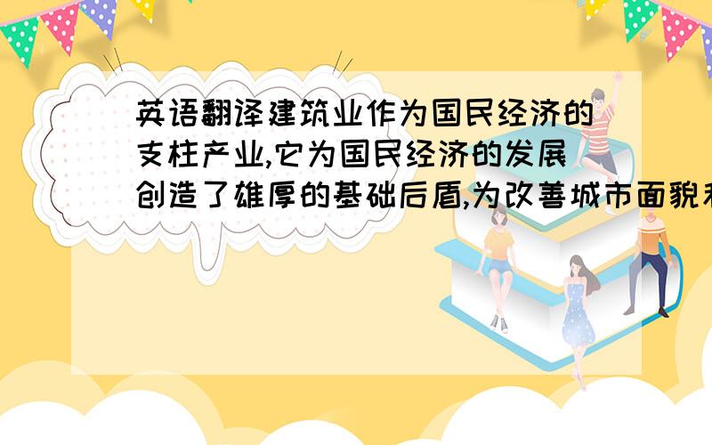 英语翻译建筑业作为国民经济的支柱产业,它为国民经济的发展创造了雄厚的基础后盾,为改善城市面貌和人民居住条件做出了重大贡献.本文根据身边的山河建设集团现行管理模式和自己的所