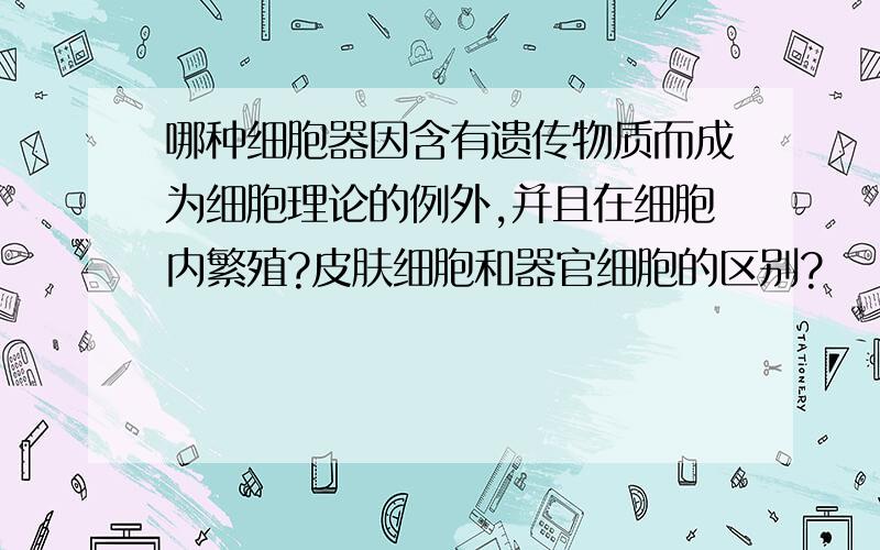 哪种细胞器因含有遗传物质而成为细胞理论的例外,并且在细胞内繁殖?皮肤细胞和器官细胞的区别?