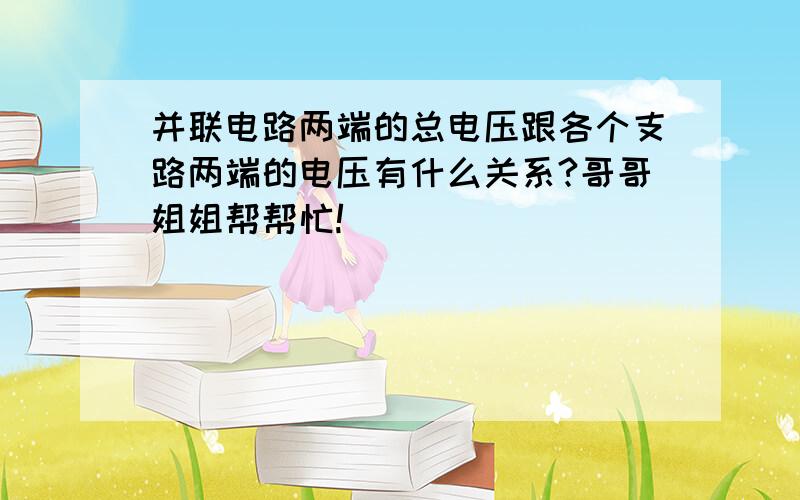 并联电路两端的总电压跟各个支路两端的电压有什么关系?哥哥姐姐帮帮忙!