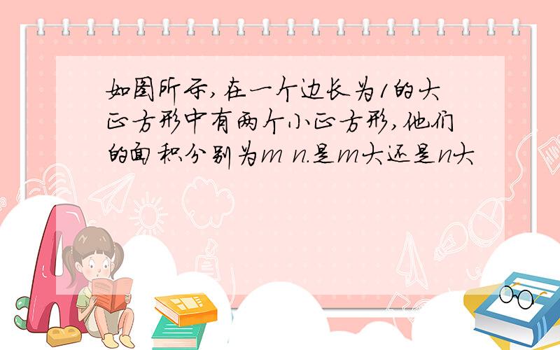 如图所示,在一个边长为1的大正方形中有两个小正方形,他们的面积分别为m n.是m大还是n大