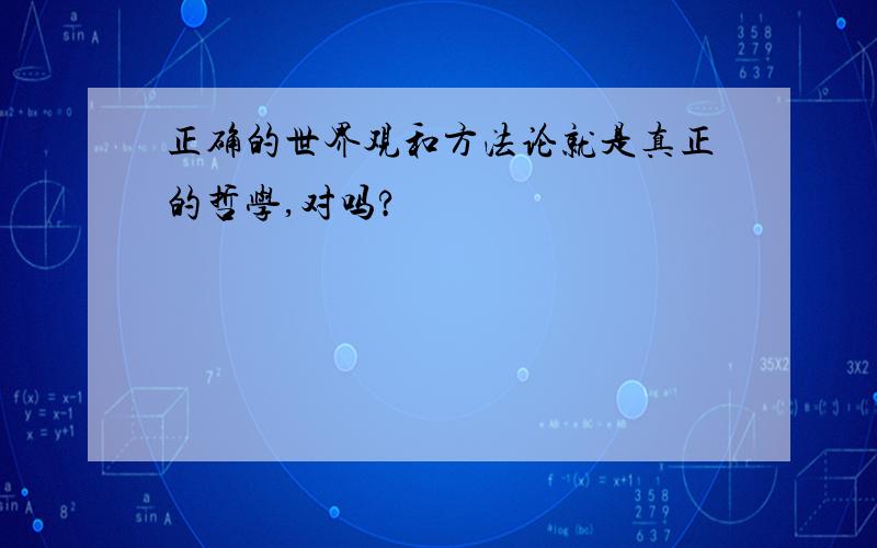 正确的世界观和方法论就是真正的哲学,对吗?