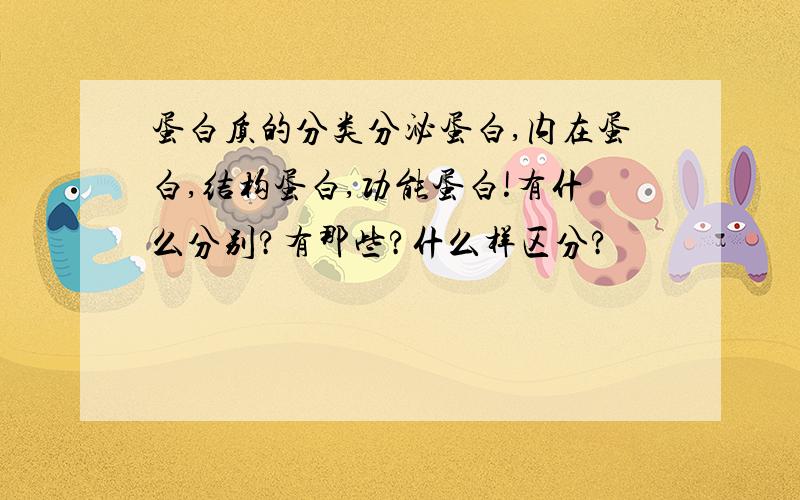 蛋白质的分类分泌蛋白,内在蛋白,结构蛋白,功能蛋白!有什么分别?有那些?什么样区分?