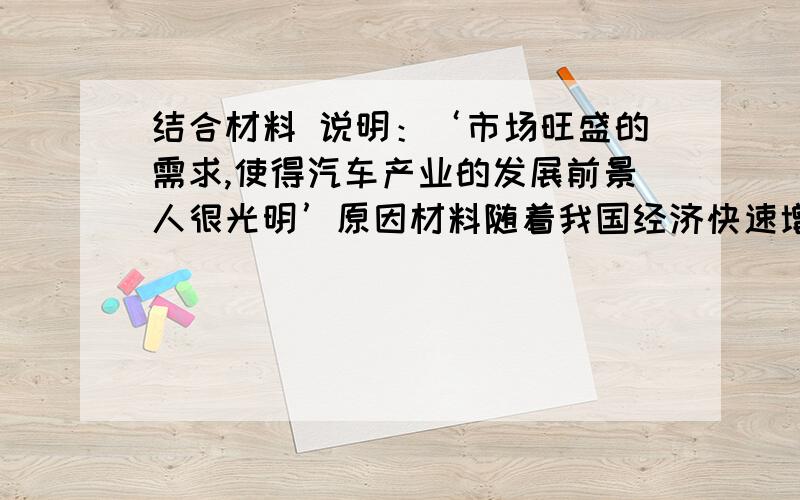 结合材料 说明：‘市场旺盛的需求,使得汽车产业的发展前景人很光明’原因材料随着我国经济快速增长,汽车热点也日趋成熟.拥有量也有所增加,拉都了汽油等石油加工业的发展,汽车服务业