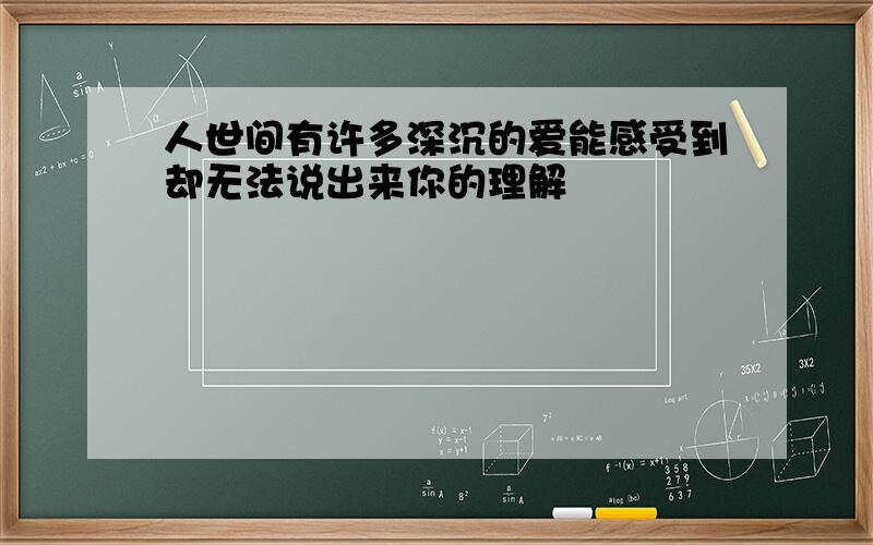 人世间有许多深沉的爱能感受到却无法说出来你的理解