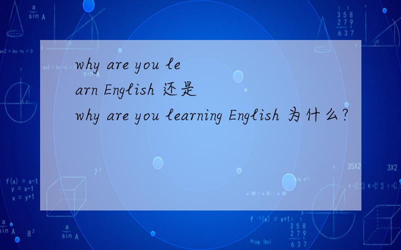why are you learn English 还是why are you learning English 为什么?