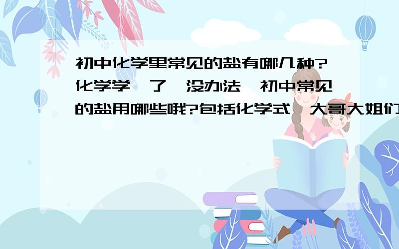 初中化学里常见的盐有哪几种?化学学瞥了,没办法,初中常见的盐用哪些哦?包括化学式,大哥大姐们快回啊!